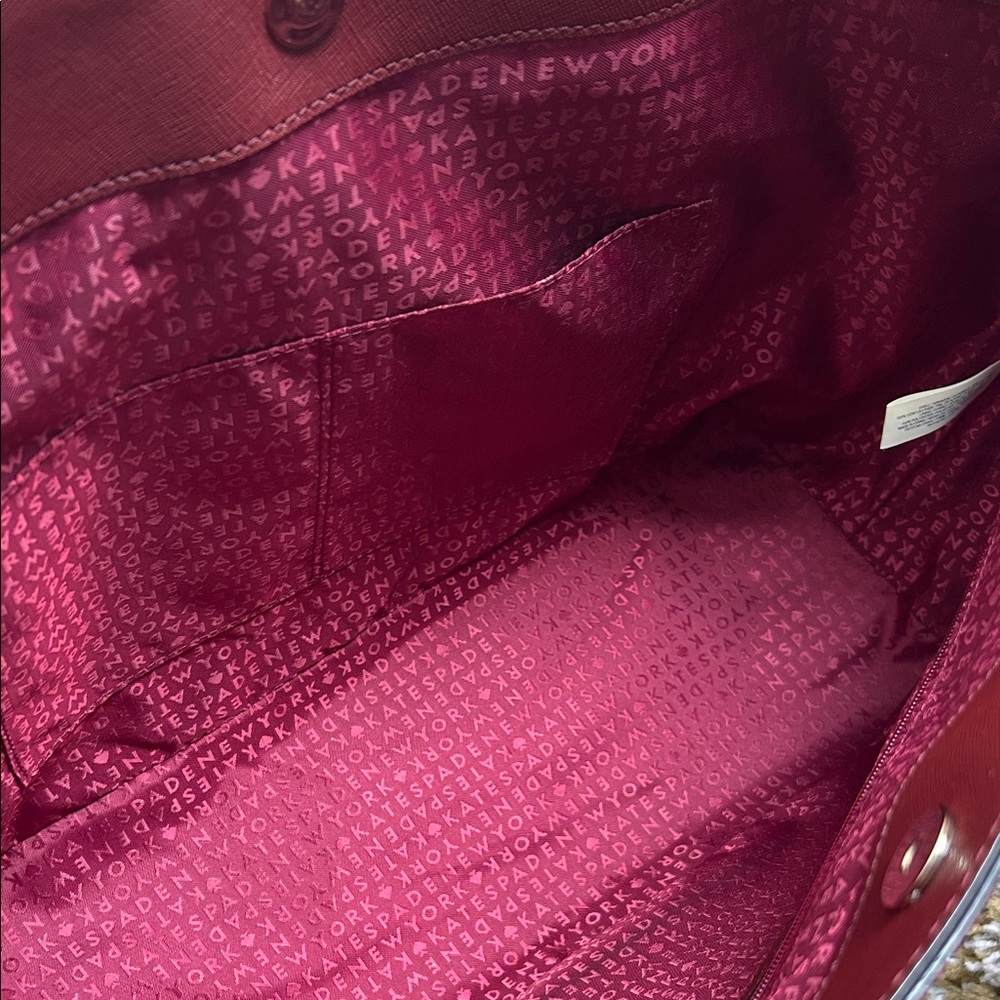 Kate Spade Deep Red Tote Bag with Gold Accents - Picture 6 of 6